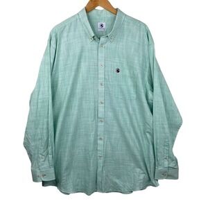 Southern Proper Light Green White Pinstripe Long Sleeve Button Down Shirt- XXL
